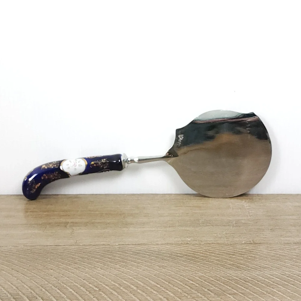 Prill‎ Sheffield Cobalt Porcelain Handle Silver Plated Pastry Server